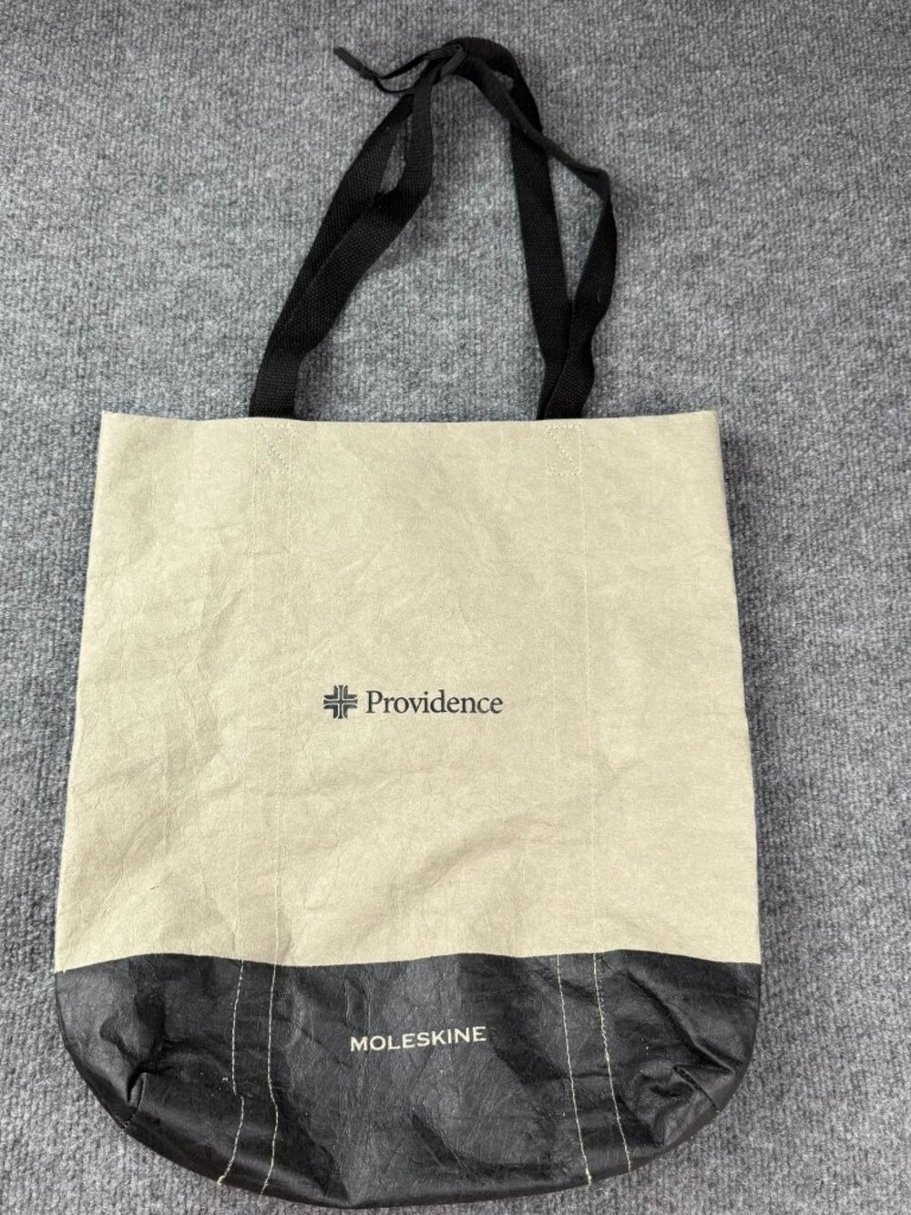 Moleskine Providence Washable Paper Tote Bag Black Beige Canvas Straps Shopper